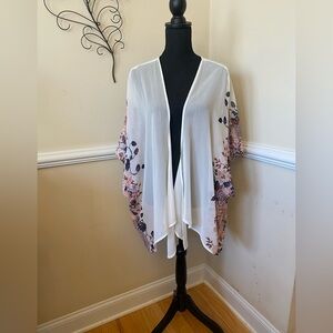 Eyeshadow Women’s Boho Kimono Cardigan Floral Pattern Open Front Lightweight -L